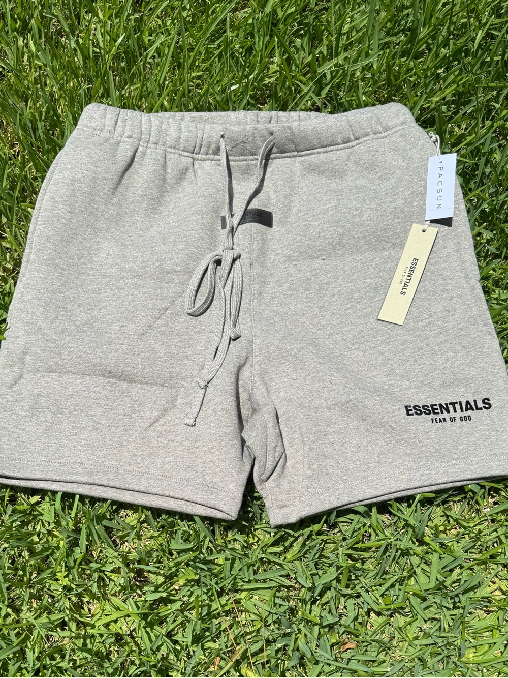 ESSENTIALS Men’s Light Gray Cotton Drawstring Athletic Shorts